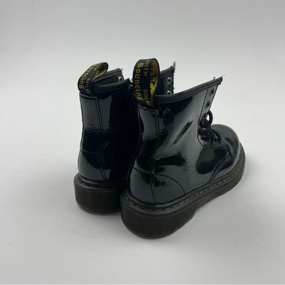 DR MARTENS 1460 PATENT LEATHER LACE UP BOOTS